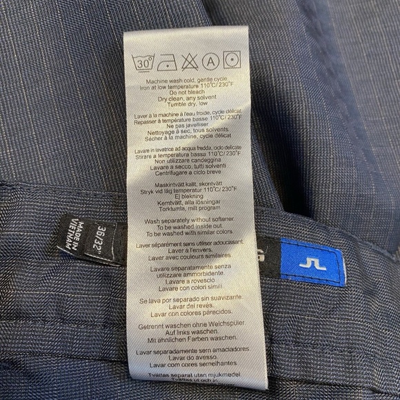 J. Lindeberg Men Elof Pants 36x32 Regular Fit Light Poly Blue Gray Striped Golf - Picture 10 of 16